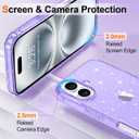 8 x Hython for iPhone 16 Case Glitter, Clear Glitter Sparkly Shiny Bling Sparkle Cute Cover, Anti-Scratch Soft TPU Thin Slim Fit Shockproof Protective Phone Cases for Women Girls, Purple Glitter