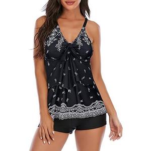 Century Star Two Piece Tankini Swimsuits for Women 2025 Modest Tankini Bathing Suit Tops Shorts Tummy Control Swimwear XL