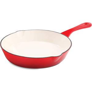 Crock Pot Artisan 8 Inch Enameled Cast Iron Round Skillet, Scarlet Red