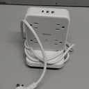 Power Strip Tower Surge Protector, TESSAN 8 AC Outlets with 3 USB (1 USB C Port), 5 FT Flat Plug Extension Cord with 900 Joules Protection, Desk Charging Station for Home Office Supplies, Dorm Room (Grey with Base)