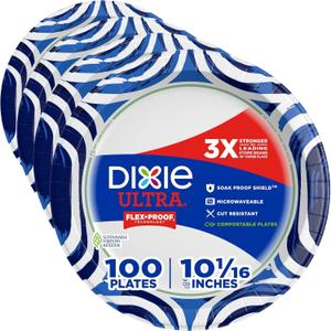 Dixie Ultra Paper Plates, Large 10 Inch | Heavy Duty | Microwave-Safe | Soak-Proof | 100 Count, Pack of 4