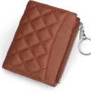 befen Genuine Leather Small RFID Blocking Bifold Wallet for Women with Zipper Coin Pocket Key Chain Wallet Purse - Brown