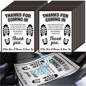 Drydiet 500 Pcs Waterproof Car Floor Mats Covers PE Plastic Protector Automotive Floor Mats Disposable Auto Vehicles Pads Car Vehicle Mat Bulk Printed with Footprint Words(15.75 x 20 Inch,White)