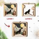 7 x Wolf Christmas Ornament 2025, Woodland Animal Ornaments for Tree - Howling Wolf Gifts for Men, Women, Spiritual Gifts for Family, Friends, Animal Lovers - Layered Wooden Hanging Decor