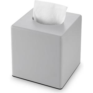 Y-in Hand Tissue Box Cover, Square Facial Tissue Holder Storage for Bathroom Vanity, Countertops, Dressers, Night Stand, Parlors and Offices - Grey