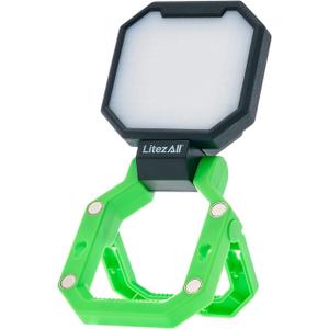 LitezAll 2000 Lumen Folding Work Light with Stand  Rechargeable Tower Light with Tripod, Compact Work Lights on Stand, Portable with Power Bank
