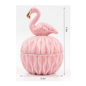 Kenning Ceramic Jewelry Box, Vintage Decorative Trinket Box with Lids Jewelry Gift Organizer for Earrings Rings(Flamingo)
