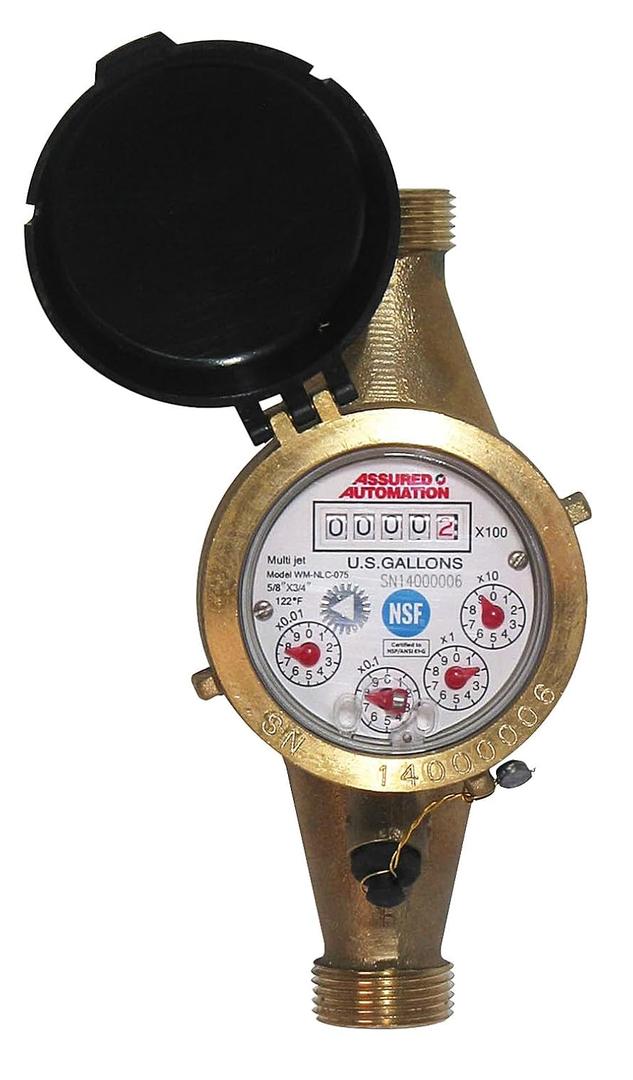 1/2 Water Meter: Lead Free Brass, NSF Certified, Multi-Jet, Gallons (Horizontal Installation)