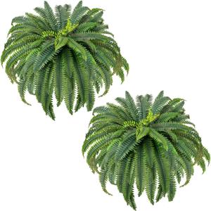 CQURE 48" Large Fake Fern Artificial Ferns for Outdoors,Set of 2 88 Fronds Realistic Artificial Boston Ferns Bush Plant for Indoor Outdoor Garden Porch Decor (Lifelike,UV Resistant,No Maintenance)