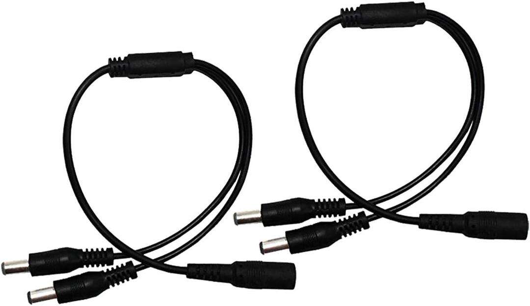 Security-01 2Pack 1 to 2 Way DC Power Splitter Cable Barrel Plug 5.5mm x 2.1mm for CCTV Cameras LED Light Strip and more