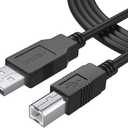 6Ft Long USB-Printer-Cable 2.0 for HP OfficeJet Laserjet Envy; Canon Pixma; Epson Workforce Stylus Expression Home; Brother; Silhouette Cameo; Dell Scanner Fax High Speed Cord 2.0