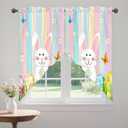 Spring Easter Swag Kitchen Curtain Valance for Windows,Eggs Bunny Cute Rabbits Window Treatments Short Swag Topper for Kitchen Windows Bathroom Bedroom,28 x 36 Inch, 1 Pair