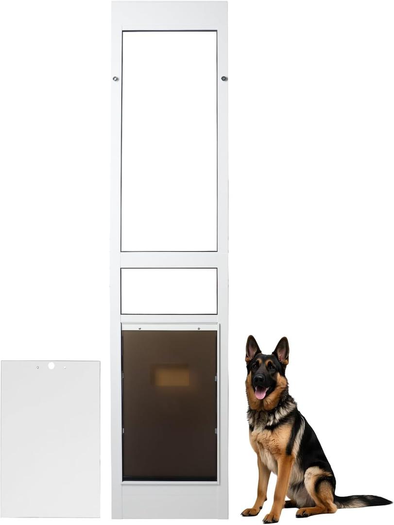 XL Dog Door for Sliding Dog Door, Aluminum Extra Large Doggy Door for 79-82 in Slider Door, 14" x 24" Flap