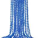 12 PCS Blue Bead Necklace, Blue Mardi Gras Beads Christmas Necklaces, 33" 4th of July Patriotic Beads Necklaces, Parade Throw Accessories for Independence Day Mardi Gras Hanukkah Pirate Theme Party