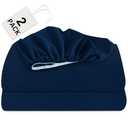 Biloban Twin Fitted Sheet 2 Pack, Twin Bedding Fitted Sheets Only with Deep Pocket up to 14", Bottom Sheet, Shrinkage & Stain Resistant Fitted Bed Sheets, Wrinkle Free & Easy Care, Navy Blue