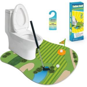 Funny Mini Golf Gag Gifts for Men Golfer, Toilet Golf Bathroom Game for Adults, Unique Birthday Gift for Dad from Daughter Son, Fun White Elephant Gift Idea for Brother, Husband, Boys, Boyfriend,Him