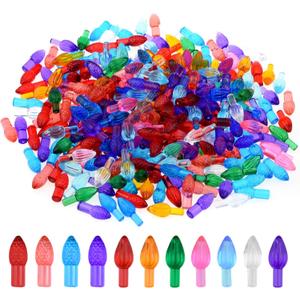 Tongcloud 300pcs Replacement Lights Bulbs for Ceramic Christmas Tree Plastic Christmas Tree Light Bulb for Ceramic Tree Accessories (Colorful)