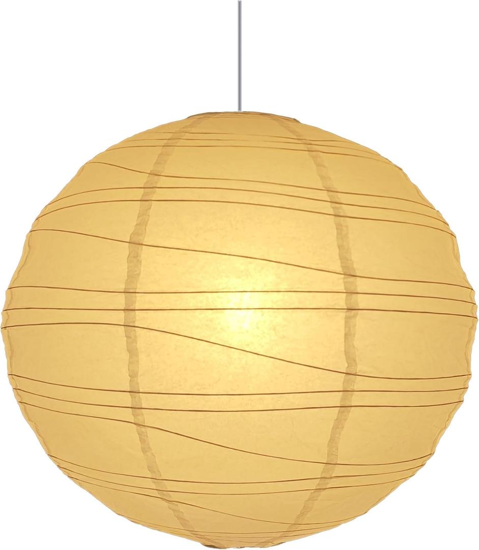 Hytsoeee(19.69Inch) Large Round Paper Lantern Lamp shade,White Rice Paper Lamp Shade,Foldable Paper Lantern Lampshade for Home Indoor Living room,Bedroom,Ceiling Decor