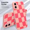 KANGHAR Compatible with iPhone 16 Case, Silicone Checkered Cute Pattern, Camera Protection Soft Slim Phone Case for Girls Women -Pink
