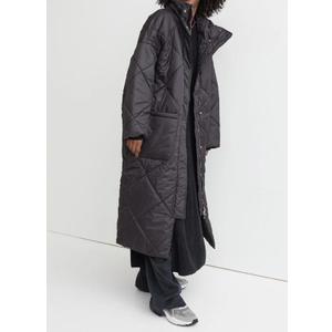 Longline Diamond Quilted Jacket, Black, M/XL