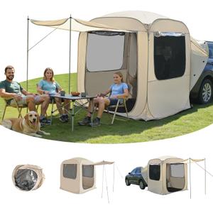 Alvantor SUV Tailgate Tent with Sunshade Awning, 6x6x6.6ft Waterproof Car Tent for 2-3 People, Instant Pop up SUV Tent with PVC+Oxford+Mesh Material