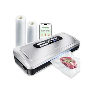 Vacuum Sealer Machine with AirLock ProSeal System, 10-in-1 Vacuum Sealer for Food, Moist/Dry Sealing Modes, Compact Design with Digital Timer, Built-in Cutter & Roll Storage, Stainless Steel