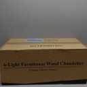 Large Black Farmhouse Wood Chandelier, 6-Lights Rustic Dining Room Light Fixtures Over Table Hanging, Industrial Milk Glass Globe Chandelier for Kitchen Island Living Entryway Stairwell