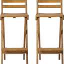 Christopher Knight Home Tundra Outdoor Foldable Wood Barstool Set, 2-Pcs Set, Natural