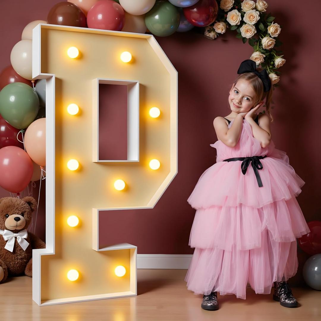 imprsv 4FT Marquee Light Up Letters, Large Light Up Letters for Birthday Party Decor Wedding Decorations, Marquee Letters for Party Decoration Large Marquee Letters Arch Kit Decorations Letter P