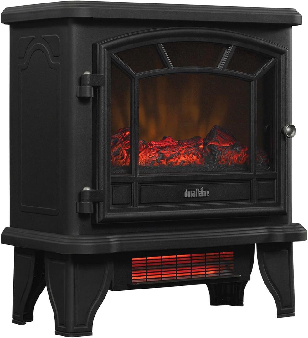Duraflame DFI-550-22 Freestanding Infrared Quartz Fireplace Stove with Remote Control 1500W, Black