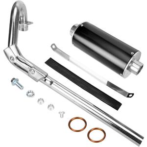 FVRITO High Performance Big Bore Exhaust Muffler Silencer Head Pipe Full System with Hardware Parts Fit for XR50 CRF50 Chinese 70cc 110cc 125cc SSR Taotao SDG Coolster Apollo Dirt Pit Bike Black