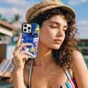 Voyage iPhone 14 Pro Max Case Pink Ocean Adventure Collage Pattern Military Grade Drop Protection Slim TPU with Camera Protection, Aesthetic Summer Design for Women Girls (BlueOctopus)