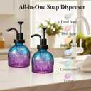 SheeChung 8Oz Vintage Glass Soap Dispenser Bathroom, Kitchen Dish Soap Dispenser with Pump, Refillable Hand Soap Dispenser, Antique Liquid Lotion Bottle, Farmhouse Decor (Purple Blue-Black Pump, 1 Pc)