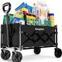 SunnyFeel 330lbs Wagons Carts Foldable,Heavy Duty Collapsible Folding Wagon Carts with Wheels,Lightweight Fold Up Wagon Cart for Outdoor Camping Shopping Sports Beach Garden Grocery (Small, Black)