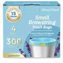 300 Count 15 Micron Extra Thick 4 Gallon Drawstring Small Trash Bags, Sturdy & Tear-Resistant Small Garbage Bags for Bathroom, Office, Bedroom & Kitchen