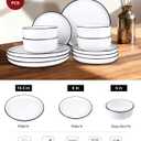 12 Pieces Ceramic Dinnerware set,Plates and Bowls Sets for 4,White Dinnerware Set for Kitchen, Modern Design Plate Sets with Black Rim, Microwave and Dishwasher Safe