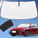 Sun Shade Sunshade for Hyundai Elantra 2021-2024 2025 2026 Windshield Cover, 4-Layer Front Window Shade Custom fit Elantra Sun Visor 240T Retractable Shade Blocks UV Rays Cooler Car Accessorie