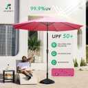 JEAREY 10FT Outdoor Patio Umbrella Outdoor Table Umbrella with Push Button Tilt and Crank, Market Umbrella 8 Sturdy Ribs UV Protection Waterproof for Pool, Garden (Rose Pink)