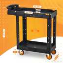 ELAFROS 2-Tier Utility Cart with Deep Shelves, Ergonomic Handle, 5" All-Swivel Wheels (2 with Brakes), Heavy Duty Rolling Cart Holds 550 lbs, 41.3 x 16.8 x 40.9 in