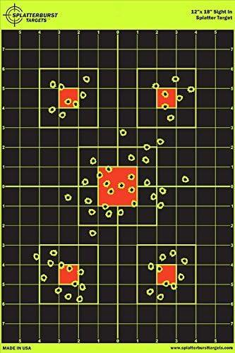 12"x18" Sight in Splatterburst Target - Instantly See Your Shots Burst Bright Florescent Yellow Upon Impact! (10 Pack)