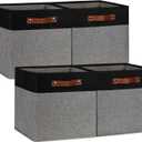 DULLEMELO 12x12 Storage Cubes, Collapsible Sturdy Cube Storage Bins With Handles for Organizing,Fabric Storage Cubes Baskets for Shelves Nursery Closet Home Organization and Storage (Black&Grey) (12"-4 pack)