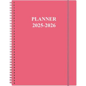 2025-2026 Planner - 8.5" x 11" Weekly Monthly Planner from July 2025 to June 2026, 2025 2026 Planners with 12 Monthly Tabs, Inner Pocket, Elastic Closure, Pink