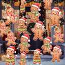 Gueevin 16 Pcs 12" Large Gingerbread Man Ornaments Christmas Tree Ornaments Bulk Xmas Giant Hanging Brown Paper Decor with Ropes Rustic Xmas Decor for Home Winter (Gingerbread Man, Tan)