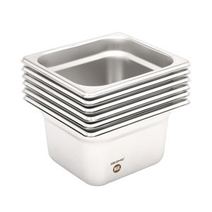BIEAMA 6 Pack Hotel Pans, 1/6 Size 4" Deep, NSF, Commercial Stainless Steel Pan, Steam Table Pan, Catering Food Pans