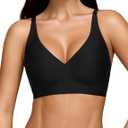 Wireless Jelly T-Shirt Bra, Seamless Push Up Plus Size Bralette (Black, M)