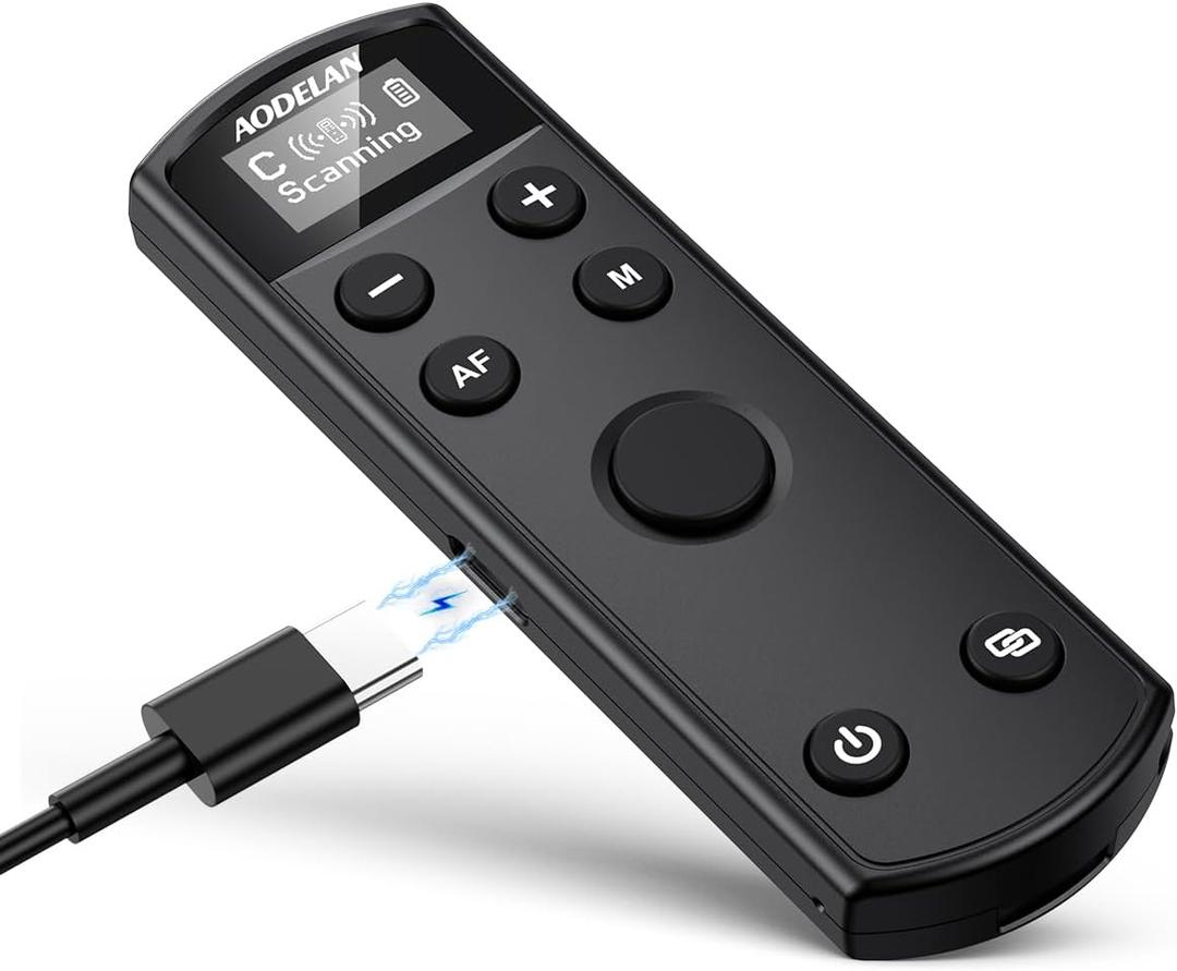 for Canon Wireless Camera Remote Control - Aodelan Rechargeable Shutter Release with OLED Screen for R3/ R10/ M50/ EOS M6 Mark II/R/RP /90D /6D Mark II /R5/T7i/G7 X Mark III;Replaces BR-E1 (Black)