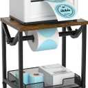 ikkle Label Holder for Rolls and Fanfold Labels, Wooden Thermal Label Holder for Desktop Label Printer, Shipping Label Holder for Thermal Printer Accessory, Ideal for Home, Office, Small Businesses (Rustic)