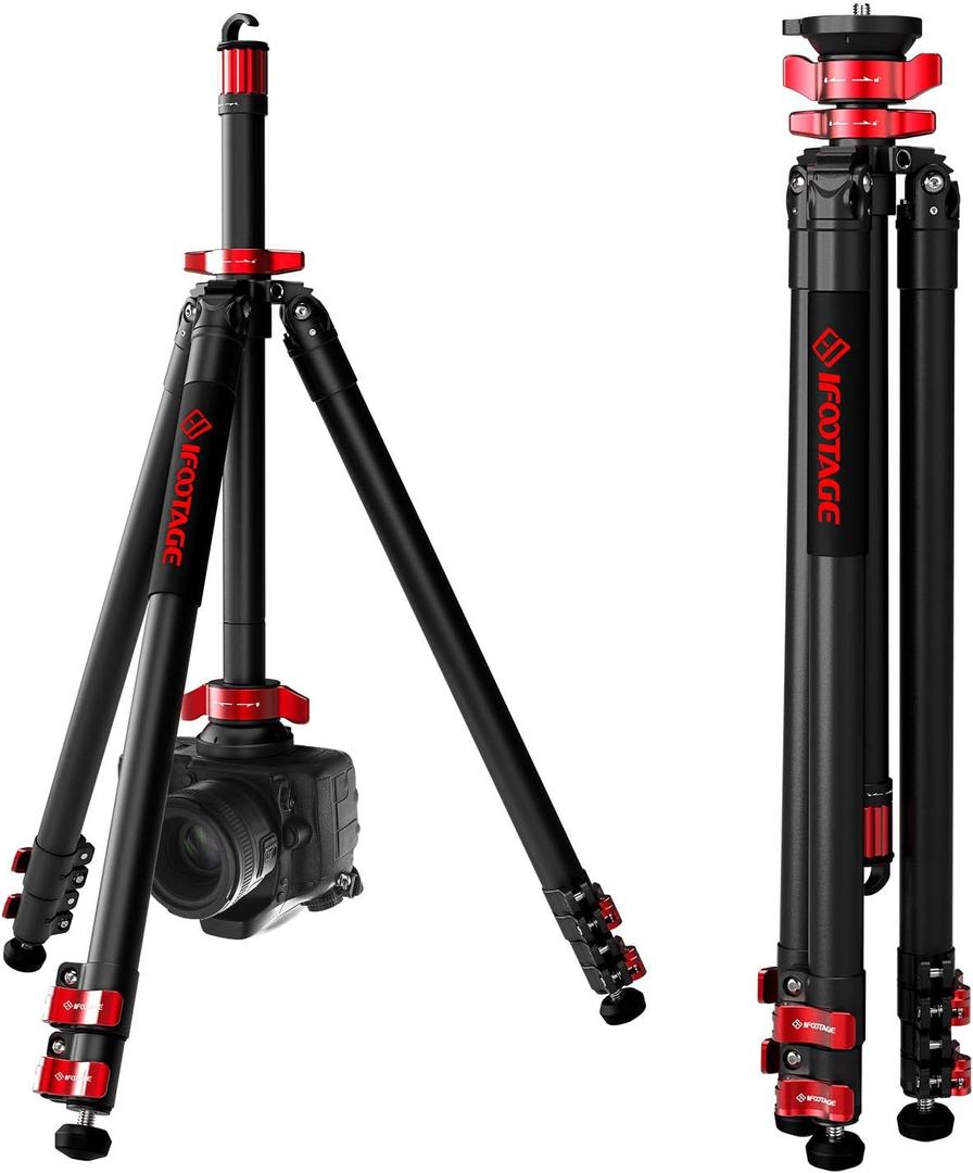 IFOOTAGE Camera Tripod TA6S, 65" Aluminum Video Tripod, Professional Tripod for Camera 3 Sections with Centre Pole, Compatible with Canon, Nikon, Sony DSLR Camcorder, Payload 13.2lb