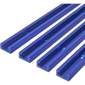 4 Pack 24" T-Track Accessories for Wood Working with Screws, Aluminum Alloy Woodworking Tools Double Cut Profile Universal T-Tracks with Predrilled Mounting Holes,Anodized Blue