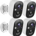 Security Cameras Wireless Outdoor (4 Pack), Battery Powered Cameras for Home Security with AI Motion Detection, 2K Color Night Vision, 2-Way Talk, IP66 Weatherproof, SD/Cloud Storage